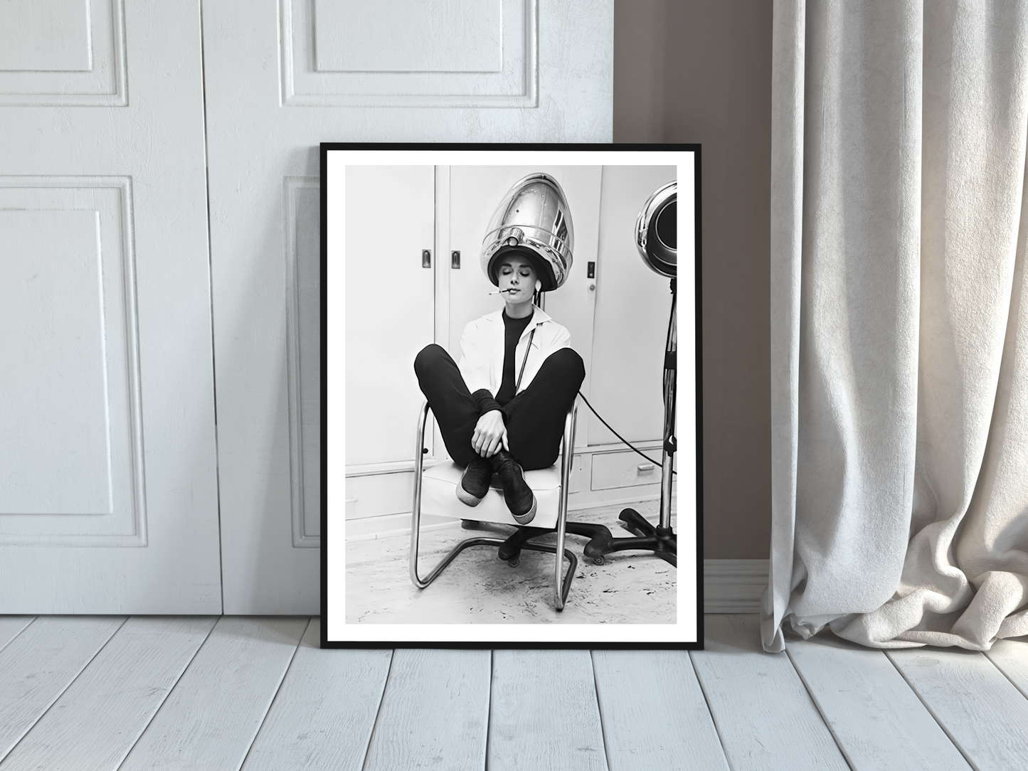 Audrey Hepburn Vintage Salon Retro Black and White Poster Digital Download