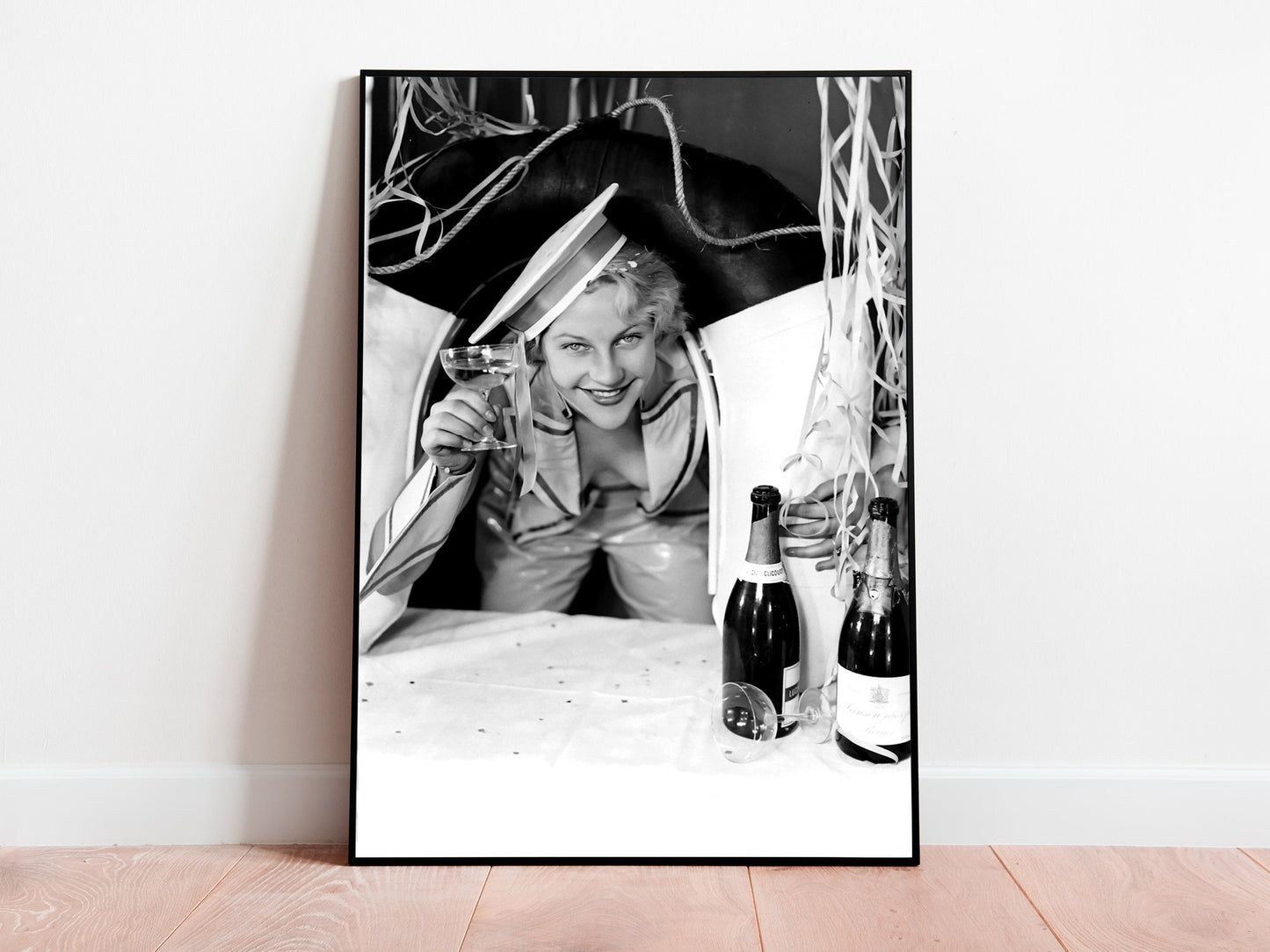 Woman Drinking Champagne Poster, Bar Cart Print, Black and White, Vintage Photography, Cocktail Wall Art, Alcohol Poster, Digital Download