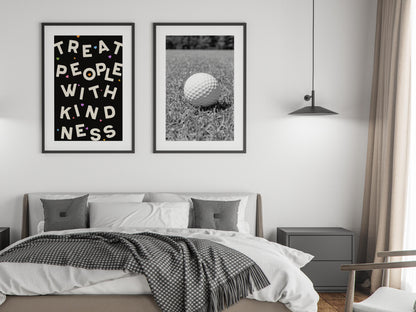 Golf Ball Print, Black and White Vintage Golf Poster, Printable Sports Wall Art, Digital Download, Gift for Golf Lovers