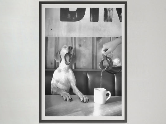 Coffee for Dogs Print, Black and White, Vintage Photography, Funny Kitchen Wall Art, Dining Room Decor, Digital Download, Coffee Shop Decor