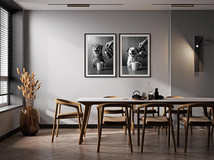 Coffee for Cheetah Print – Black and White Vintage Photography, Funny Kitchen Wall Art, Coffee Shop & Bar Cart Decor, Digital Download