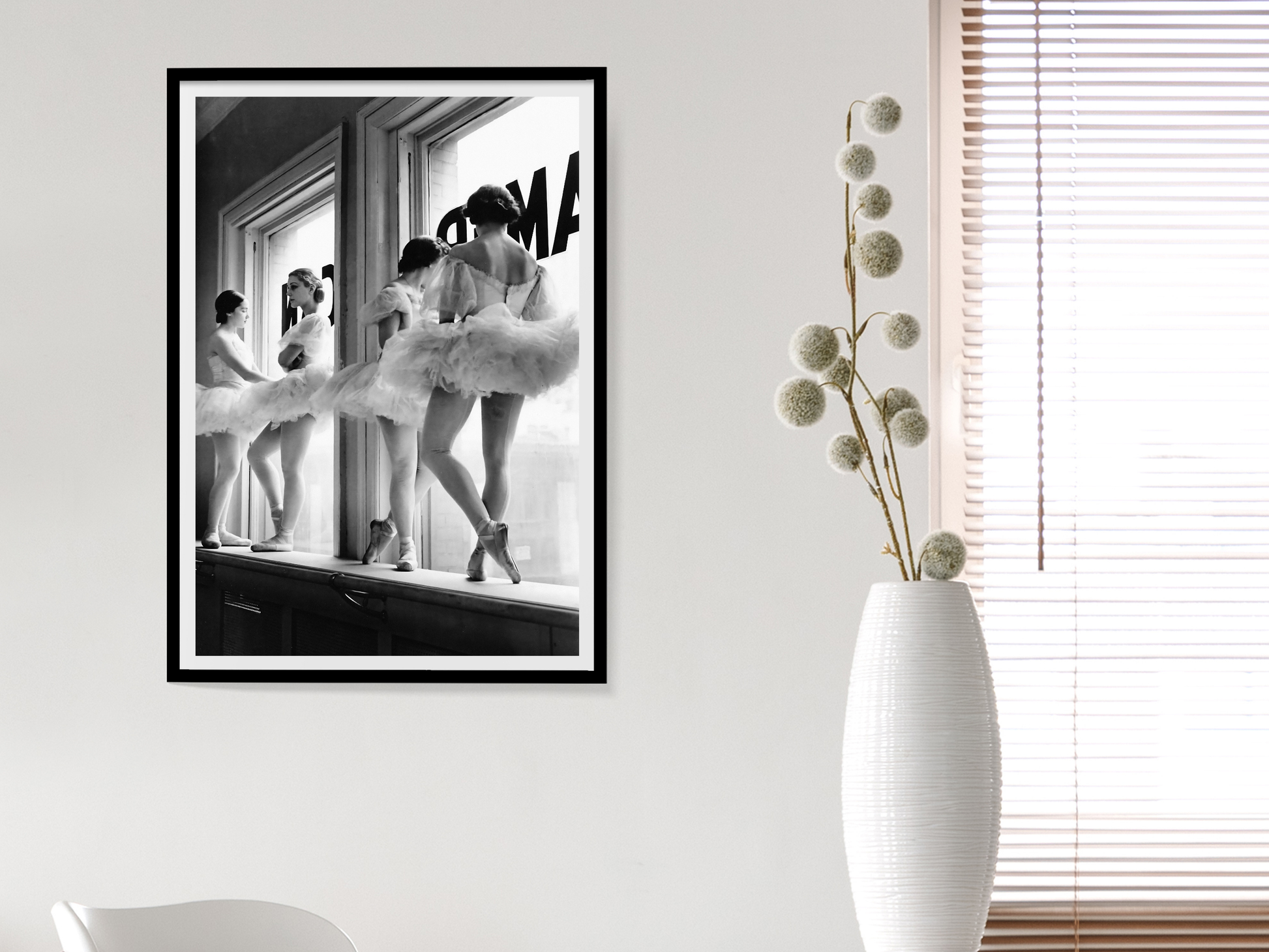 Ballerina Dancers Poster Black and White Vintage Ballet Wall Art Digital Download