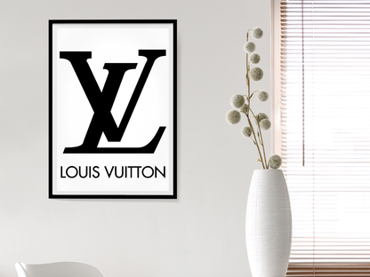 Louis Vuitton Iconic LV Logo Black and White Fashion Brand Digital Download