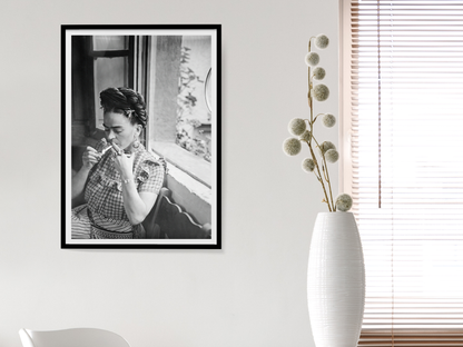 Frida Kahlo Smoking Window Portrait Vintage Art Digital Download