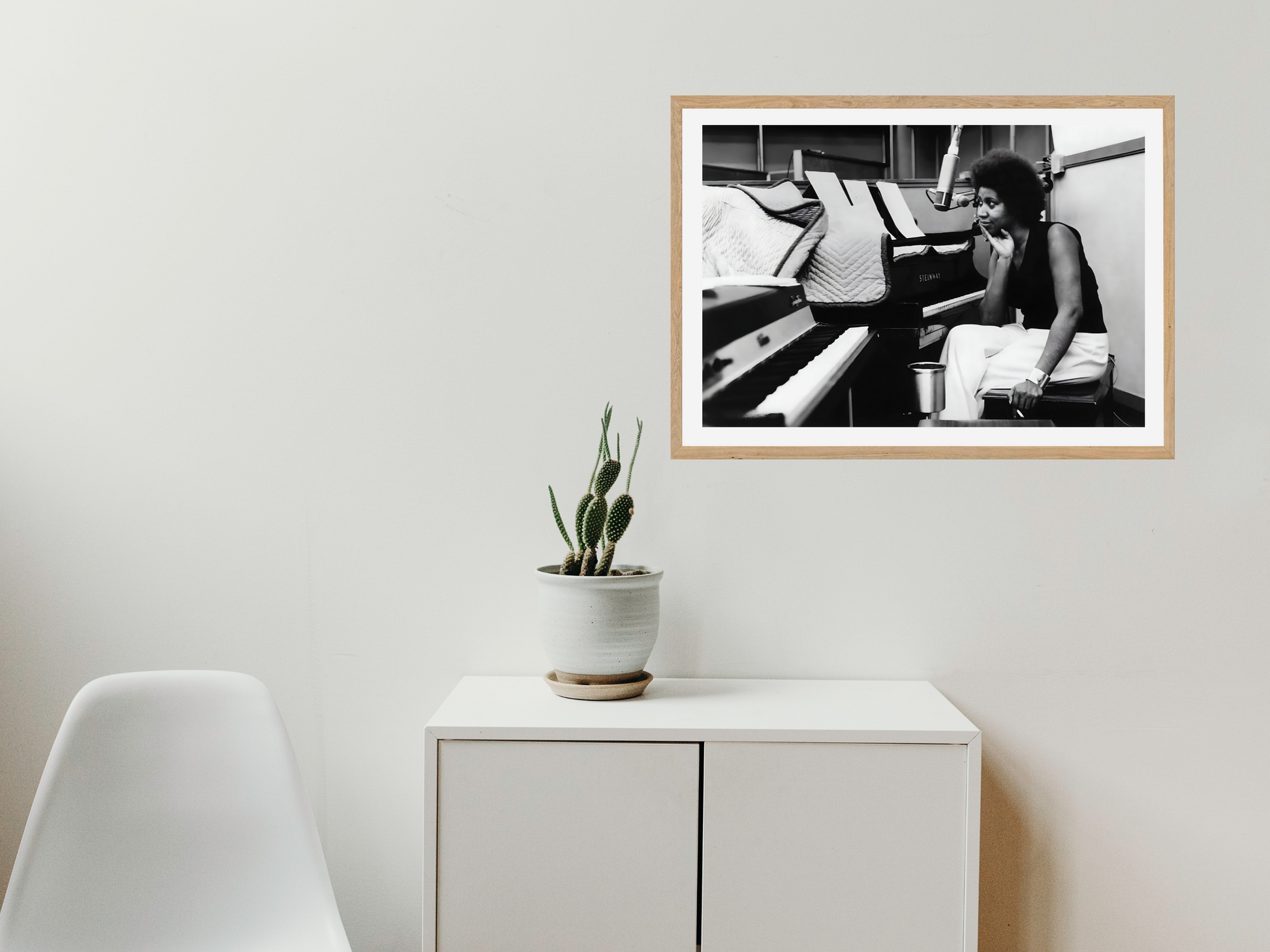 Aretha Franklin Black and White Studio Piano Portrait Music Art Digital Download