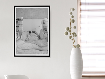 Couple Reading Newspaper Poster Black and White Cozy Morning Wall Art Digital Download