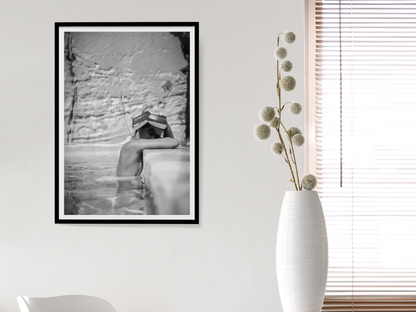 Relaxed Poolside Reading Woman Art Poster Summer Wall Decor Digital Download