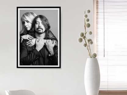 Stevie Nicks and Dave Grohl Emotional Black and White Portrait Digital Download