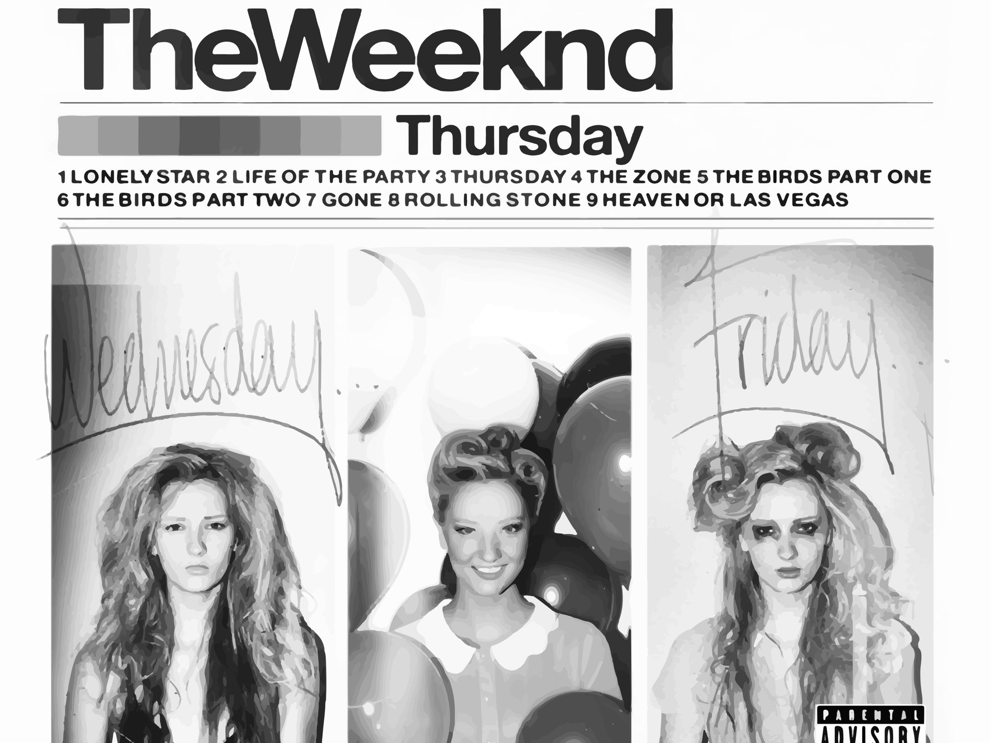 The Weeknd Thursday Album Cover Poster Black and White Music Wall Art Digital Download