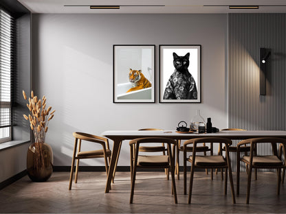 tiger in a bathtub poster printable wall art luxury tiger poster colorful trendy art bathroom print restroom decor digital download printable wall art poster, digital download