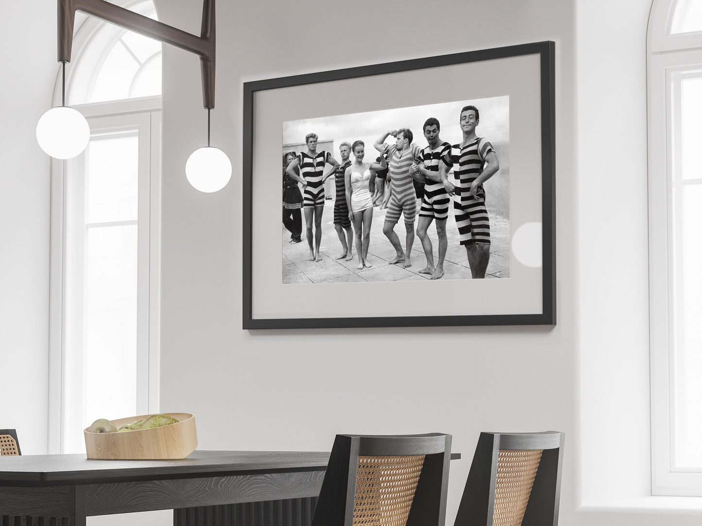 Funny Boys in Swimsuit on Beach Print, Black and White, Fashion Wall Art, Vintage Photo, Summer Poster, Beach House Decor, Digital Download