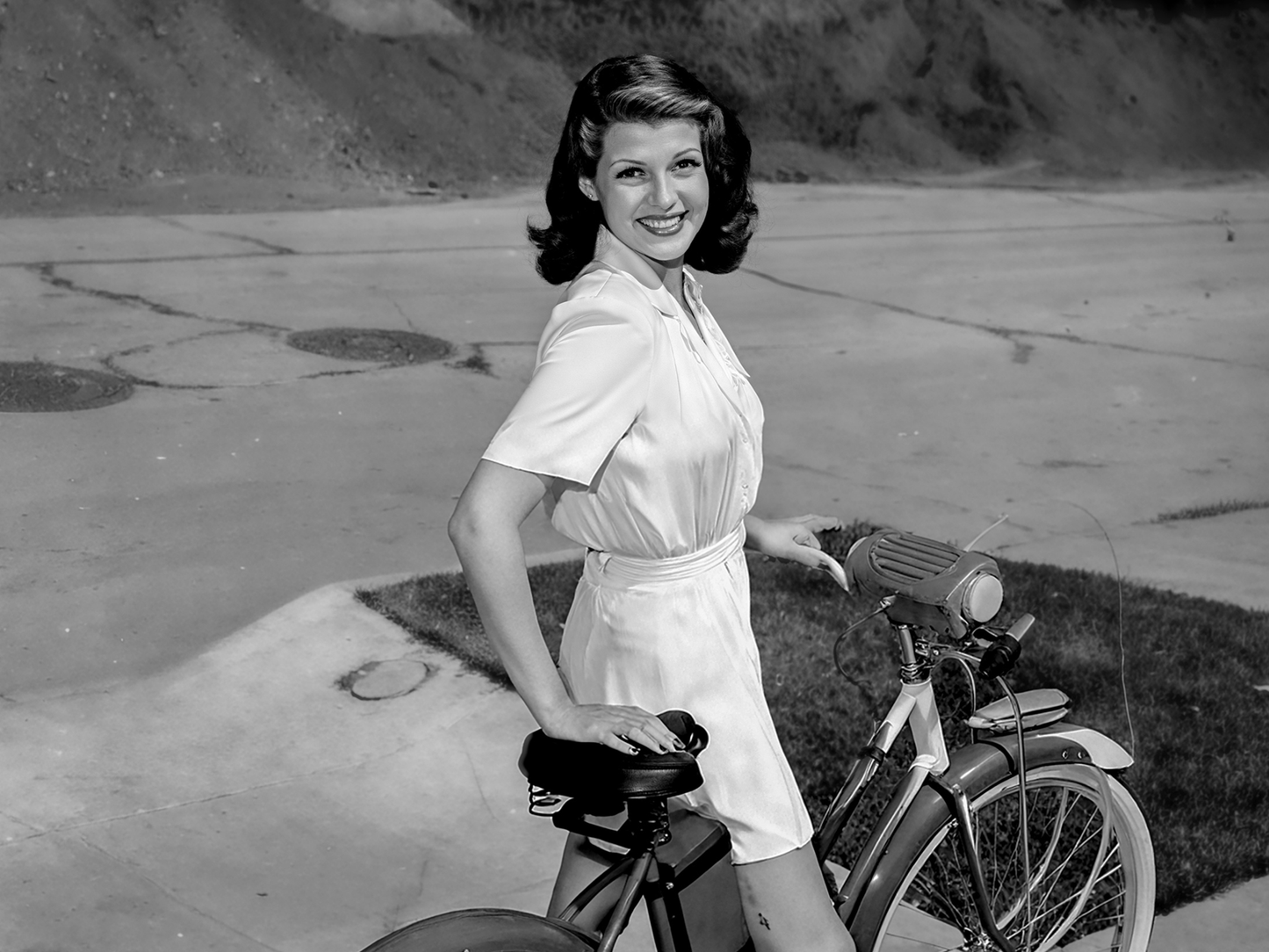 Rita Hayworth Vintage Bicycle Portrait Hollywood Glamour Digital Download