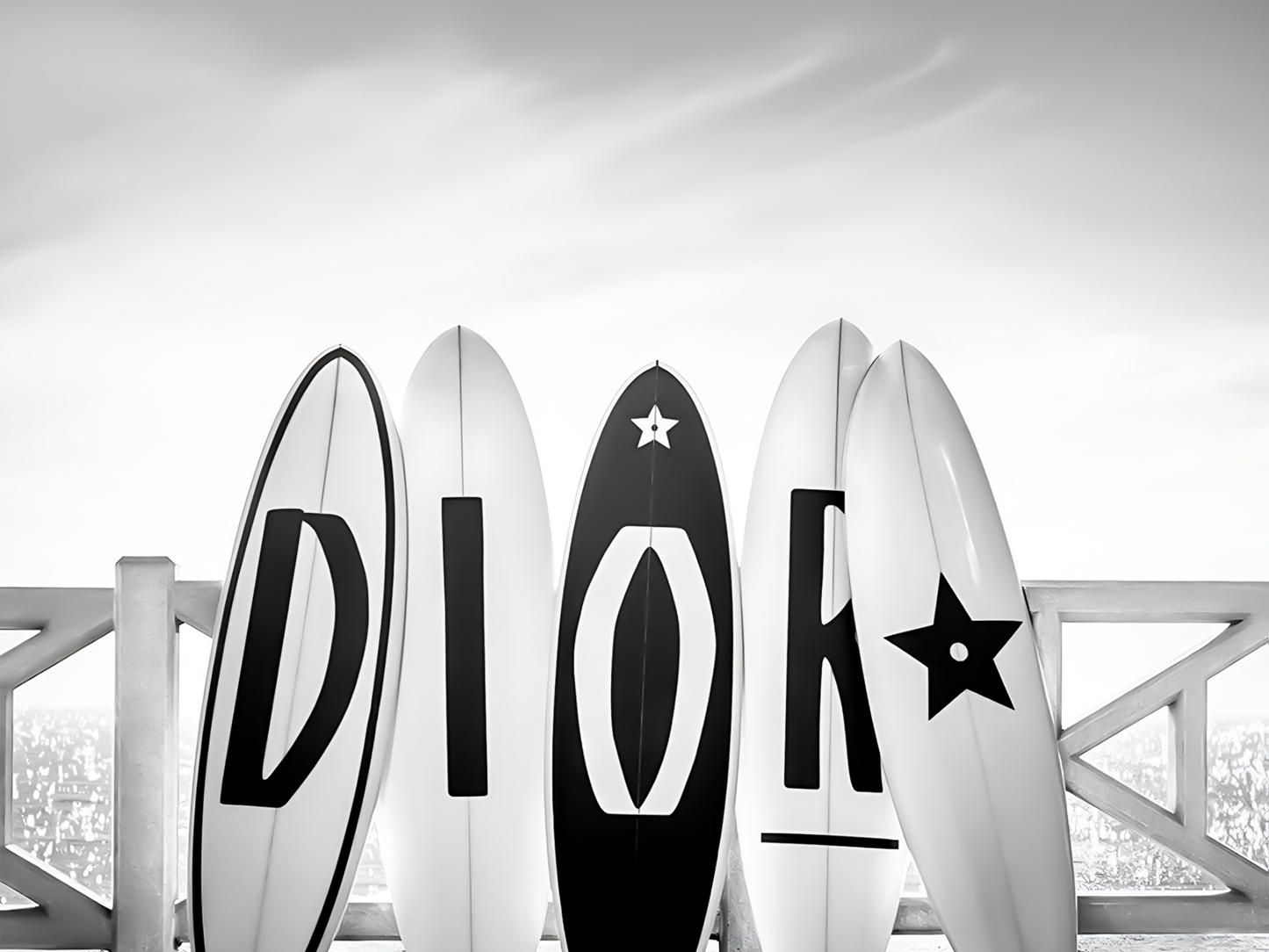 Dior Luxury Surfboard Logo Black and White Fashion Art Digital Download