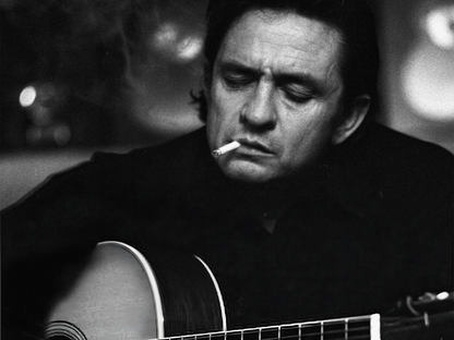 Johnny Cash Iconic Black and White Guitar Portrait Digital Download