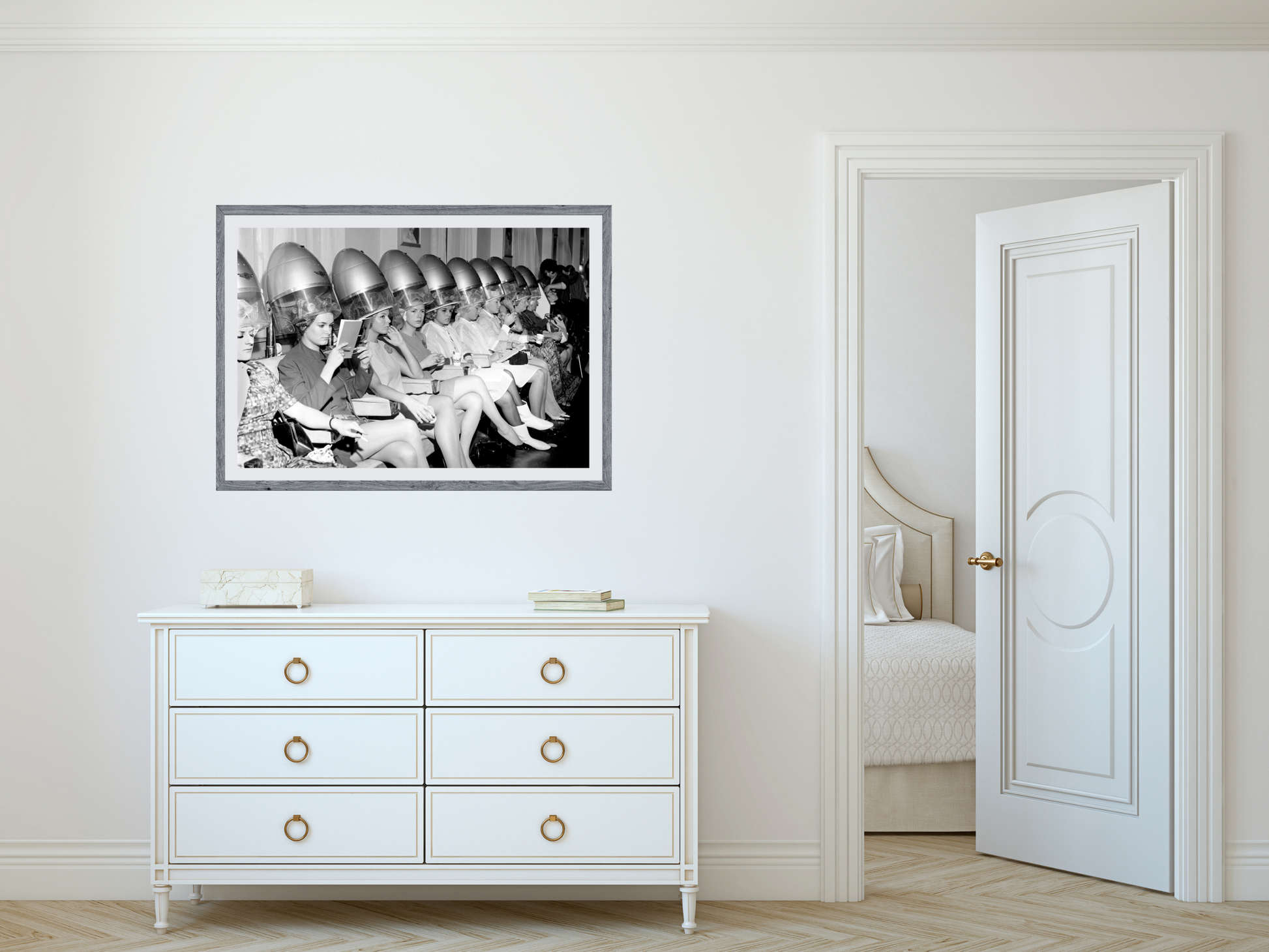 Vintage Beauty Salon Women Hair Dryer 1960s Fashion Wall Art Digital Download