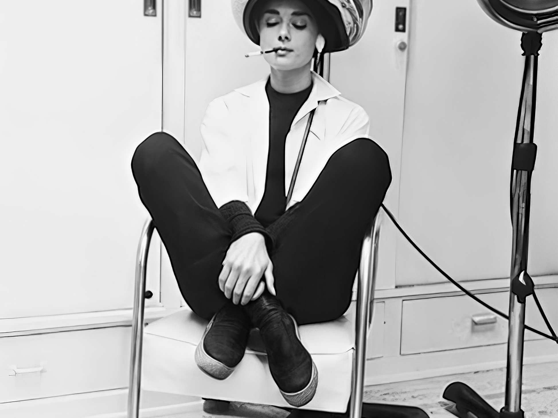 Audrey Hepburn Vintage Salon Retro Black and White Poster Digital Download