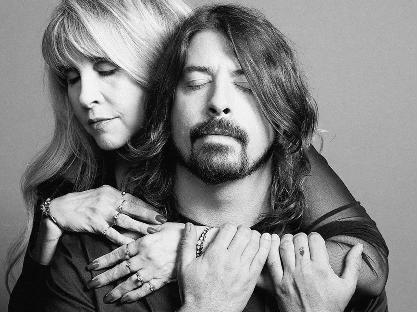 Stevie Nicks and Dave Grohl Emotional Black and White Portrait Digital Download