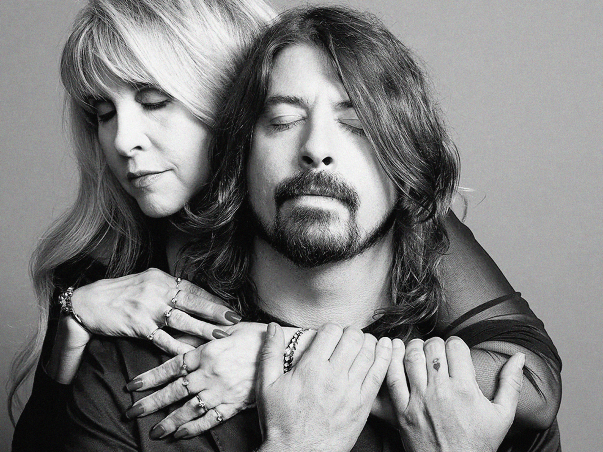 Stevie Nicks and Dave Grohl Emotional Black and White Portrait Digital Download