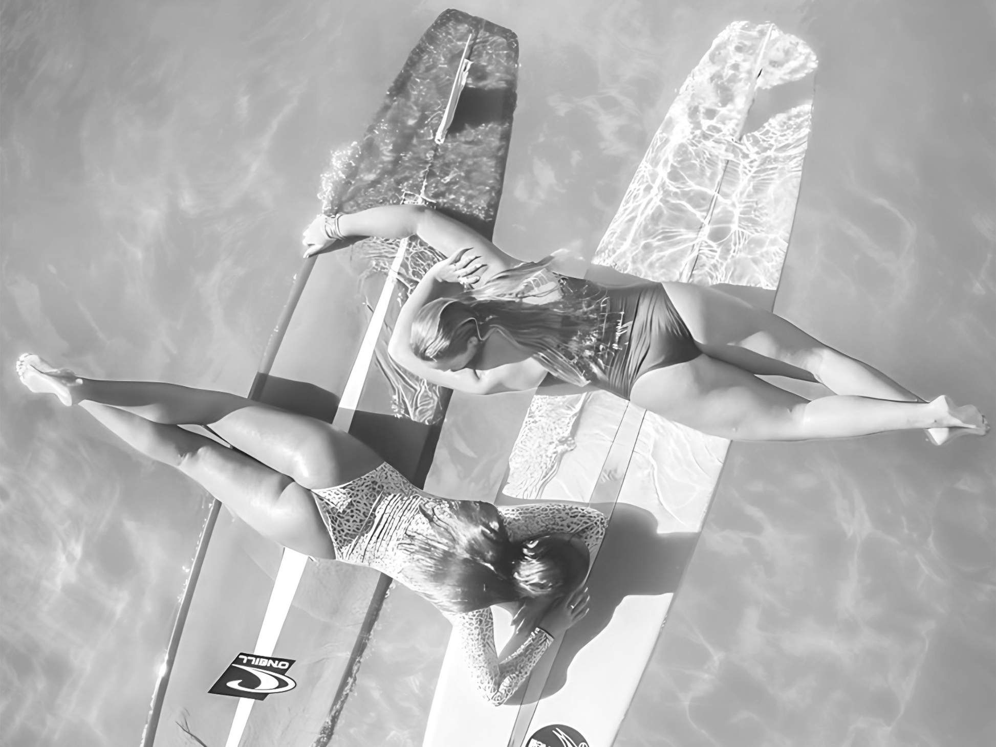 O’Neill and Rip Curl Surfboards with Women Swimmers Ocean Art Digital Download