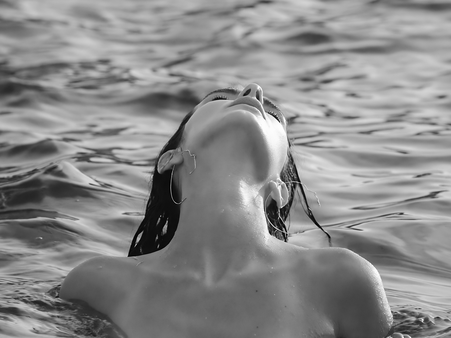 Woman Swimming in Ocean Black and White Minimalist Wall Art Digital Download