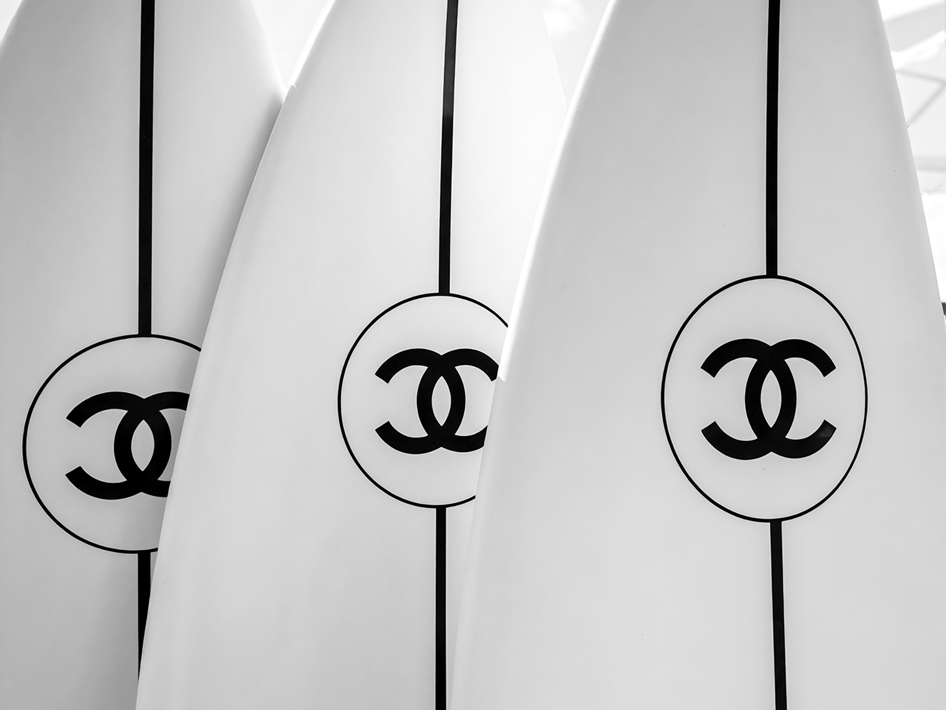 Chanel Surfboard Black and White Luxury Fashion Wall Art Digital Download