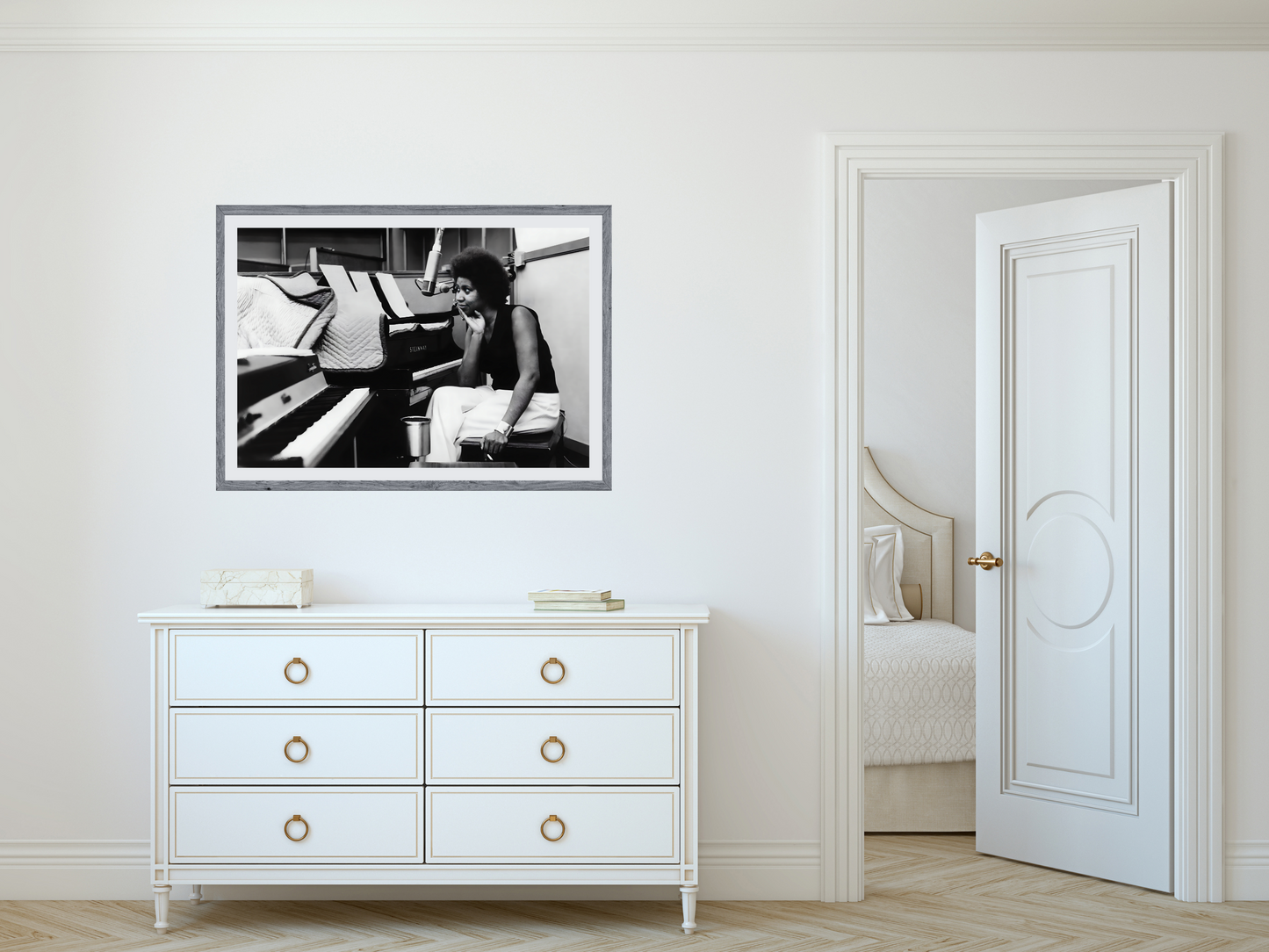 Aretha Franklin Black and White Studio Piano Portrait Music Art Digital Download
