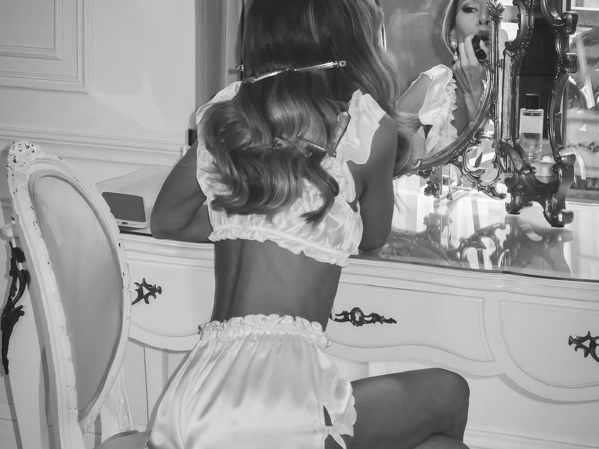 Woman Vanity Mirror Poster Black And White Boudoir Wall Art Digital Download