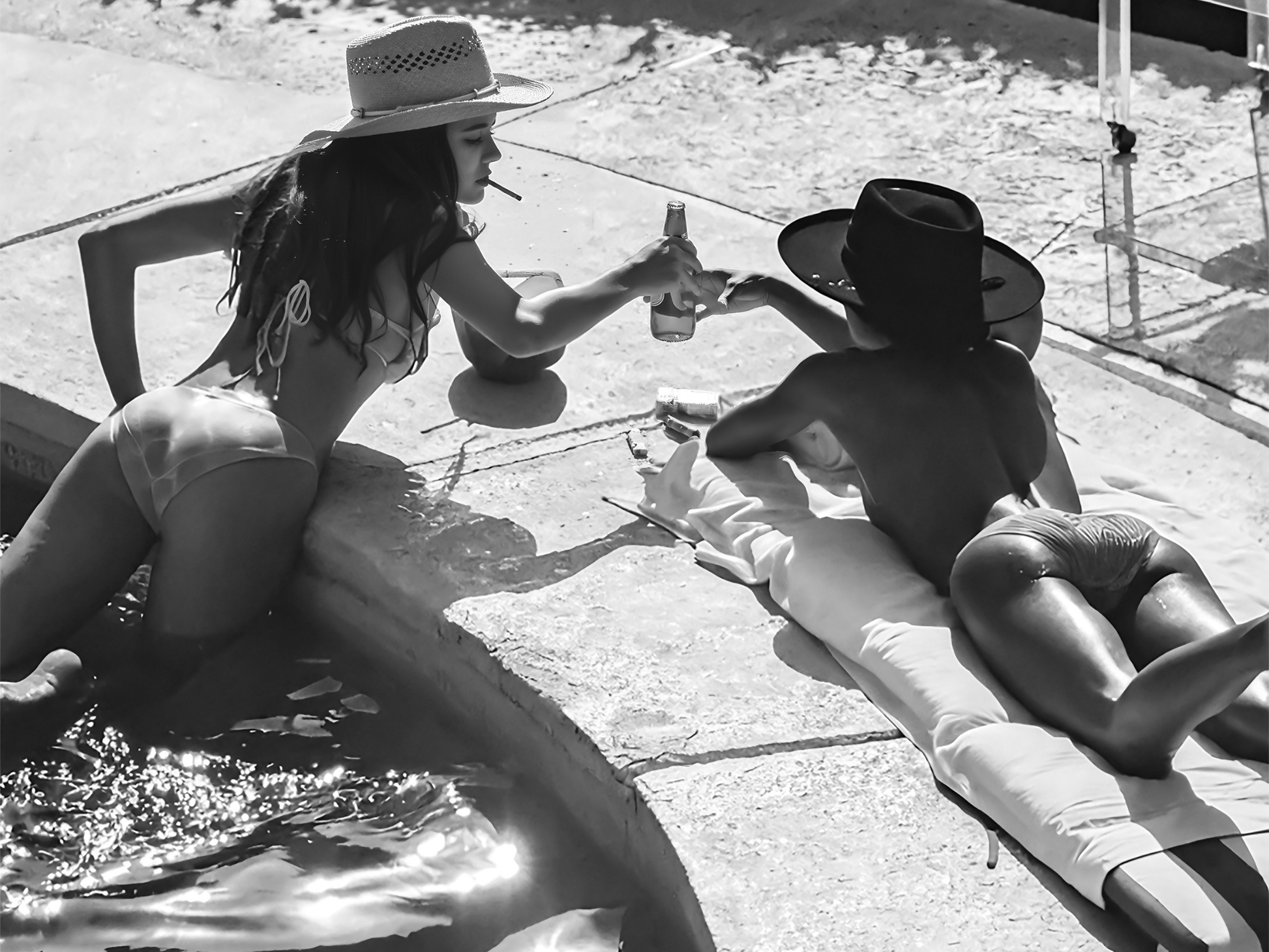 Women in Bikinis with Cowboy Hats by Poolside Digital Download