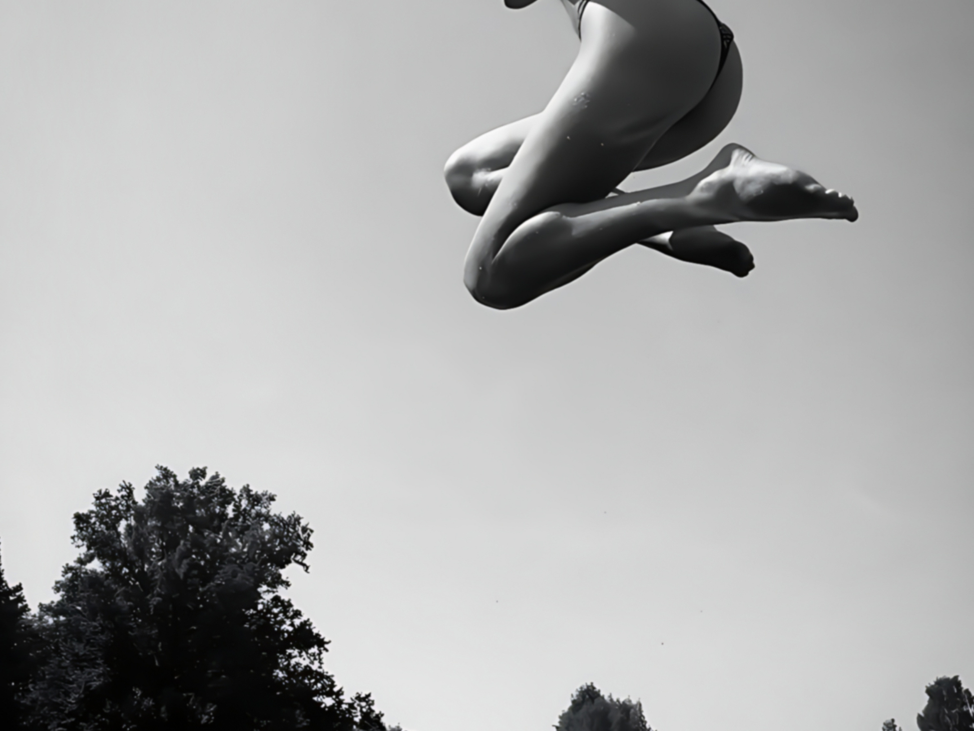 Black and White Woman Jumping Over Water Artistic Wall Print Digital Download
