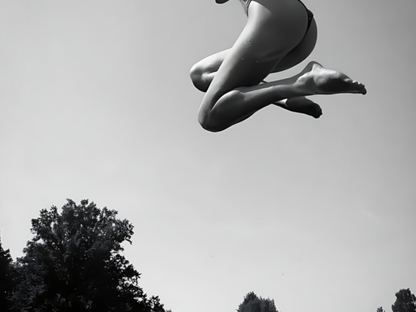 Black and White Woman Jumping Over Water Artistic Wall Print Digital Download