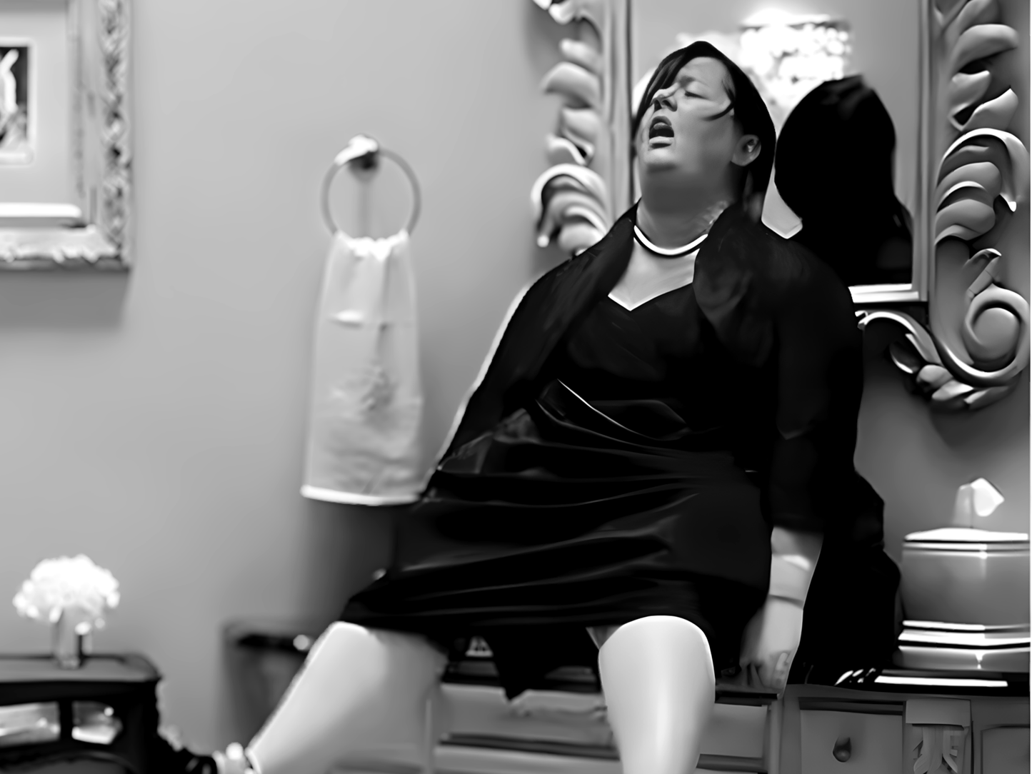 Melissa McCarthy Funny Bathroom Scene Black and White Comedy Art Digital Download