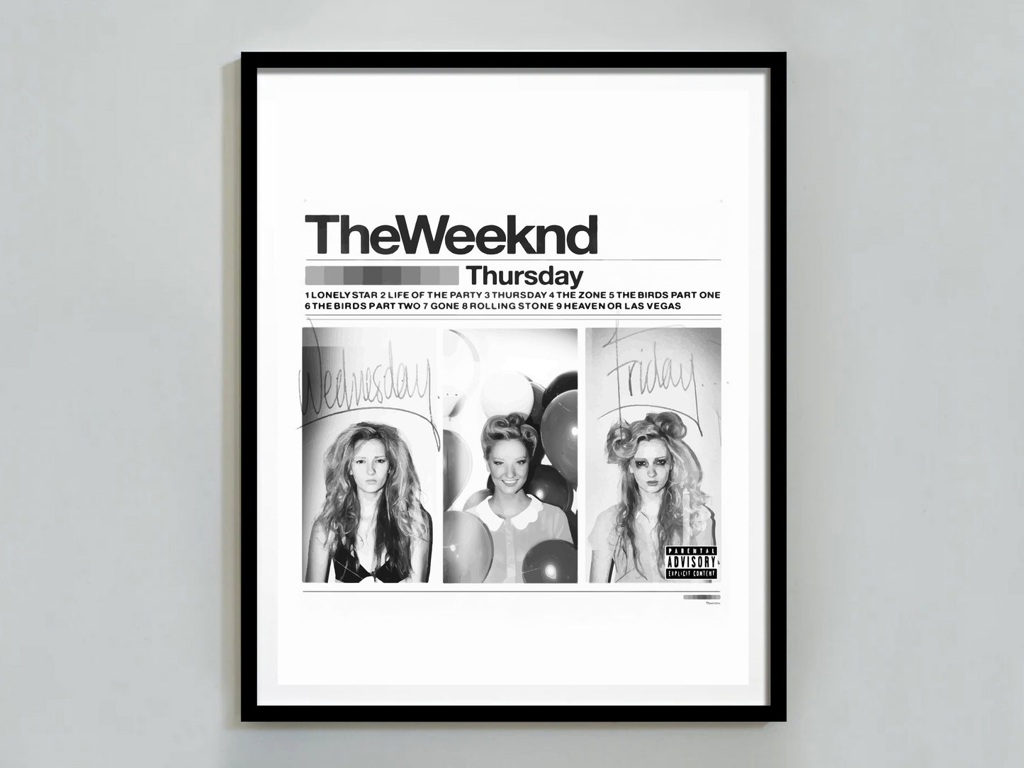 The Weeknd Thursday Album Cover Poster Black and White Music Wall Art Digital Download