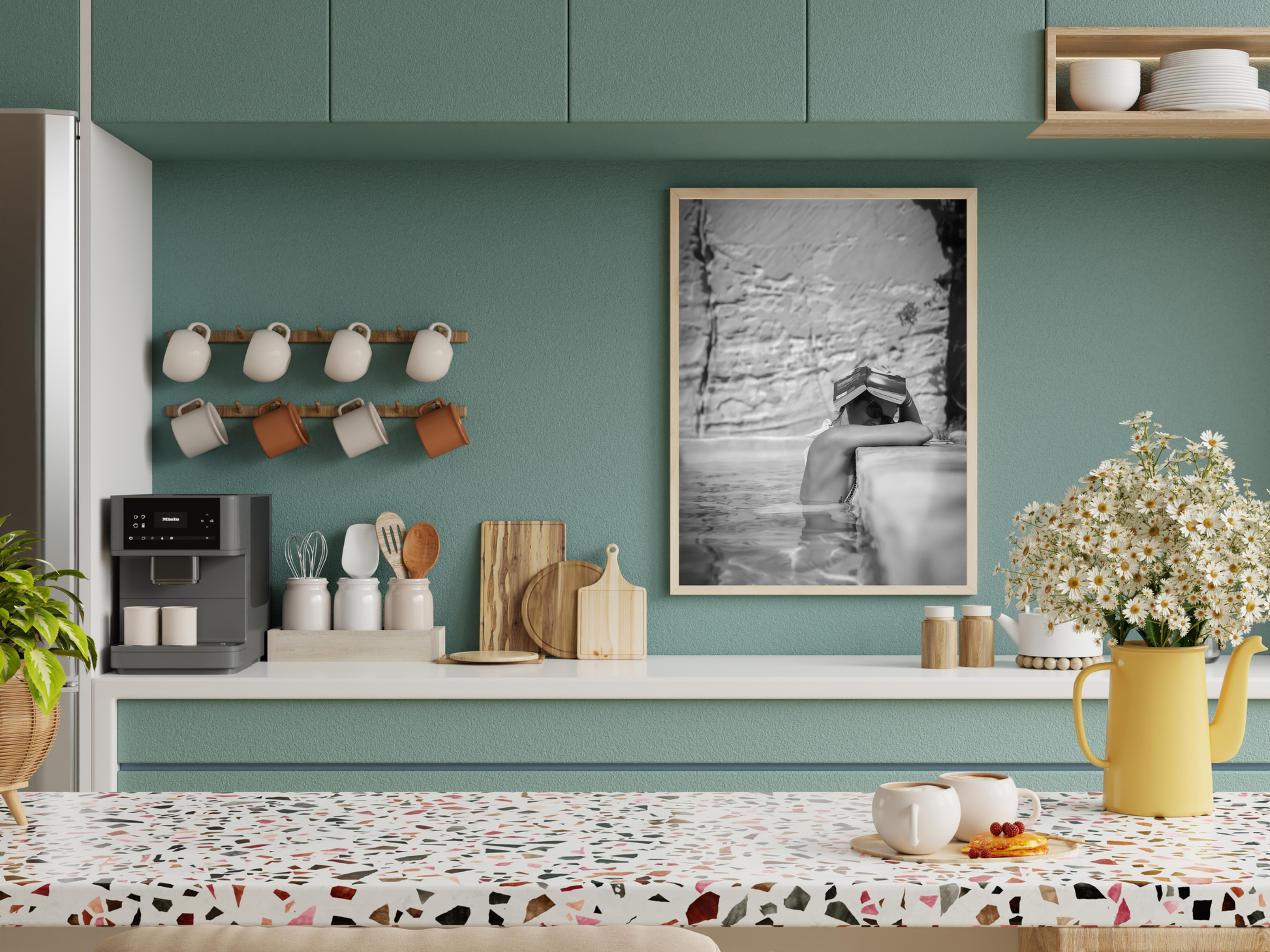 Relaxed Poolside Reading Woman Art Poster Summer Wall Decor Digital Download