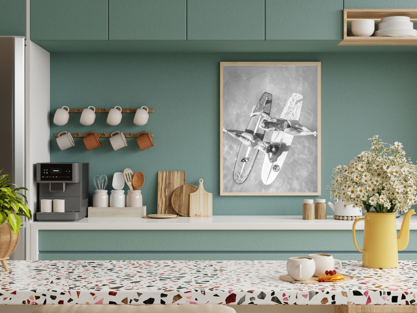 O’Neill and Rip Curl Surfboards with Women Swimmers Ocean Art Digital Download