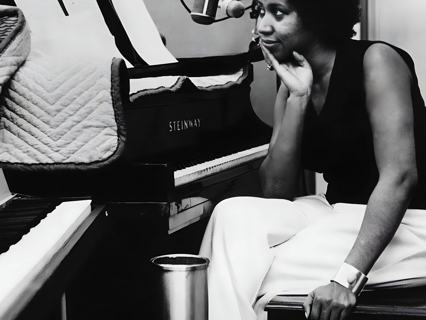 Aretha Franklin Black and White Studio Piano Portrait Music Art Digital Download