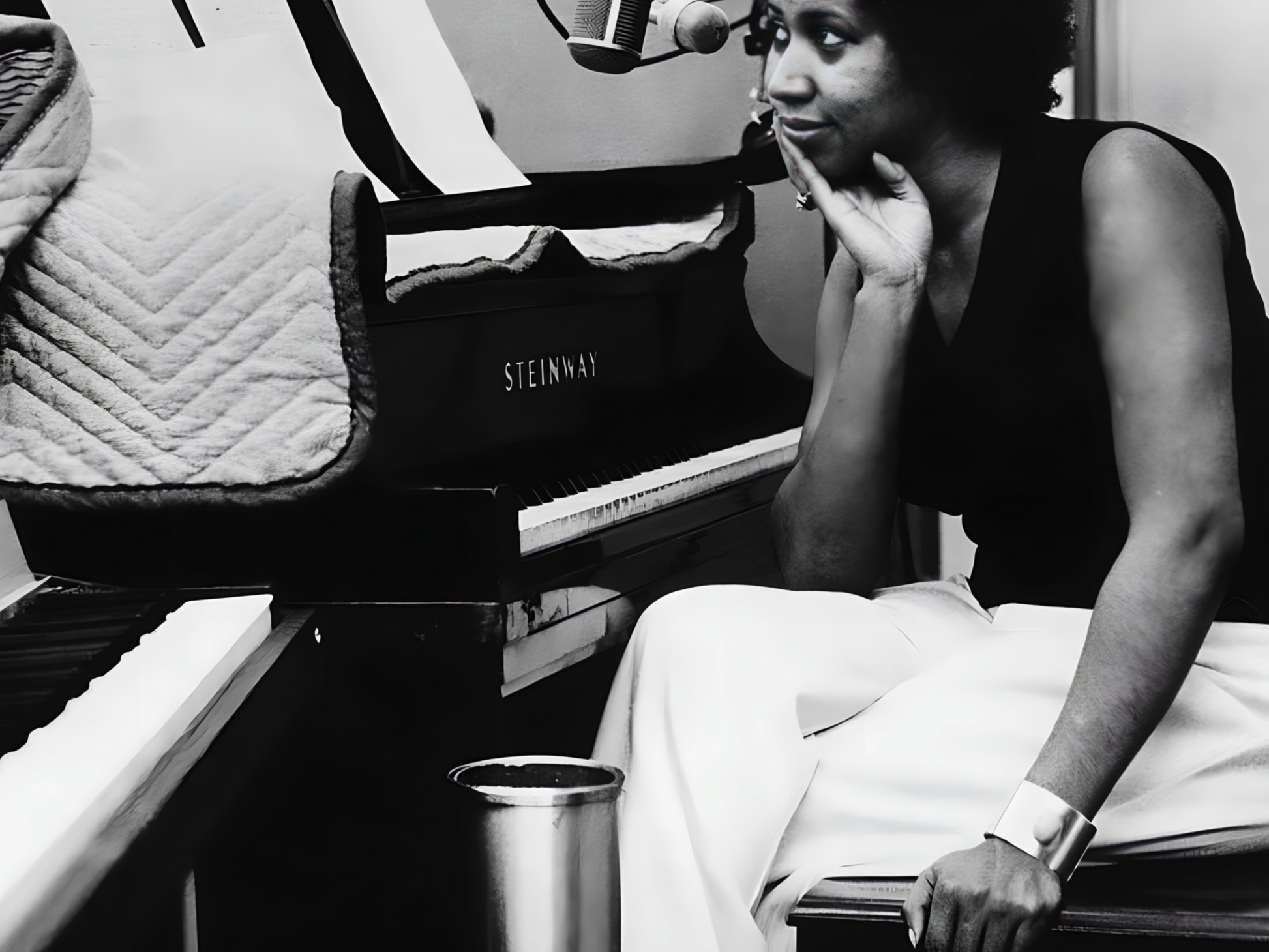 Aretha Franklin Black and White Studio Piano Portrait Music Art Digital Download