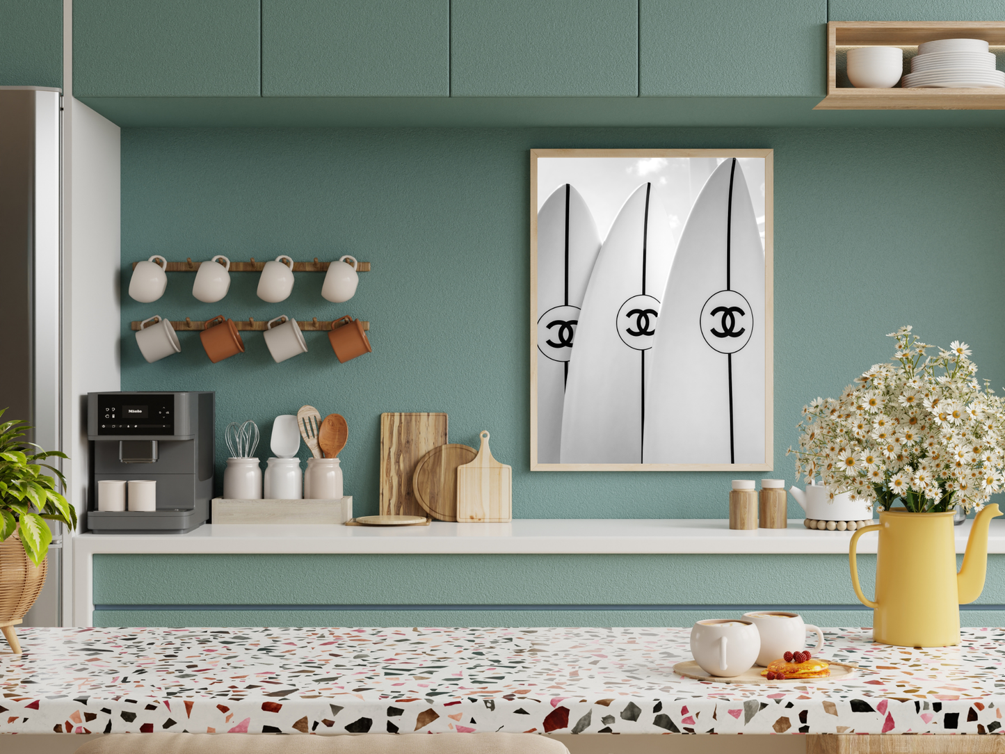 Chanel Surfboard Black and White Luxury Fashion Wall Art Digital Download