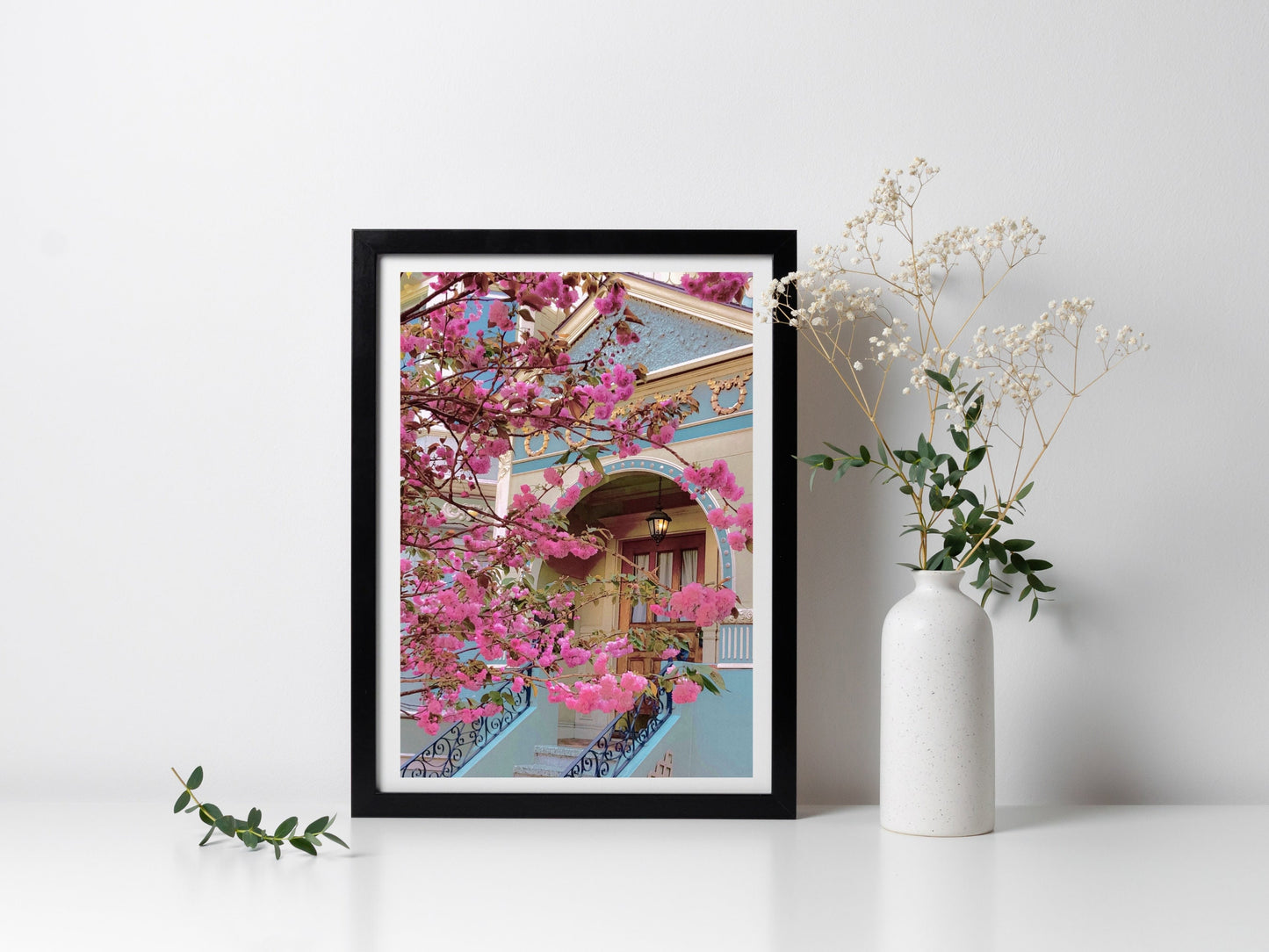 beautiful pink tree print tabebuia chrysotricha pink flowers blossom in spring fresh florals print neotropical tree background poster printable wall art poster, digital download