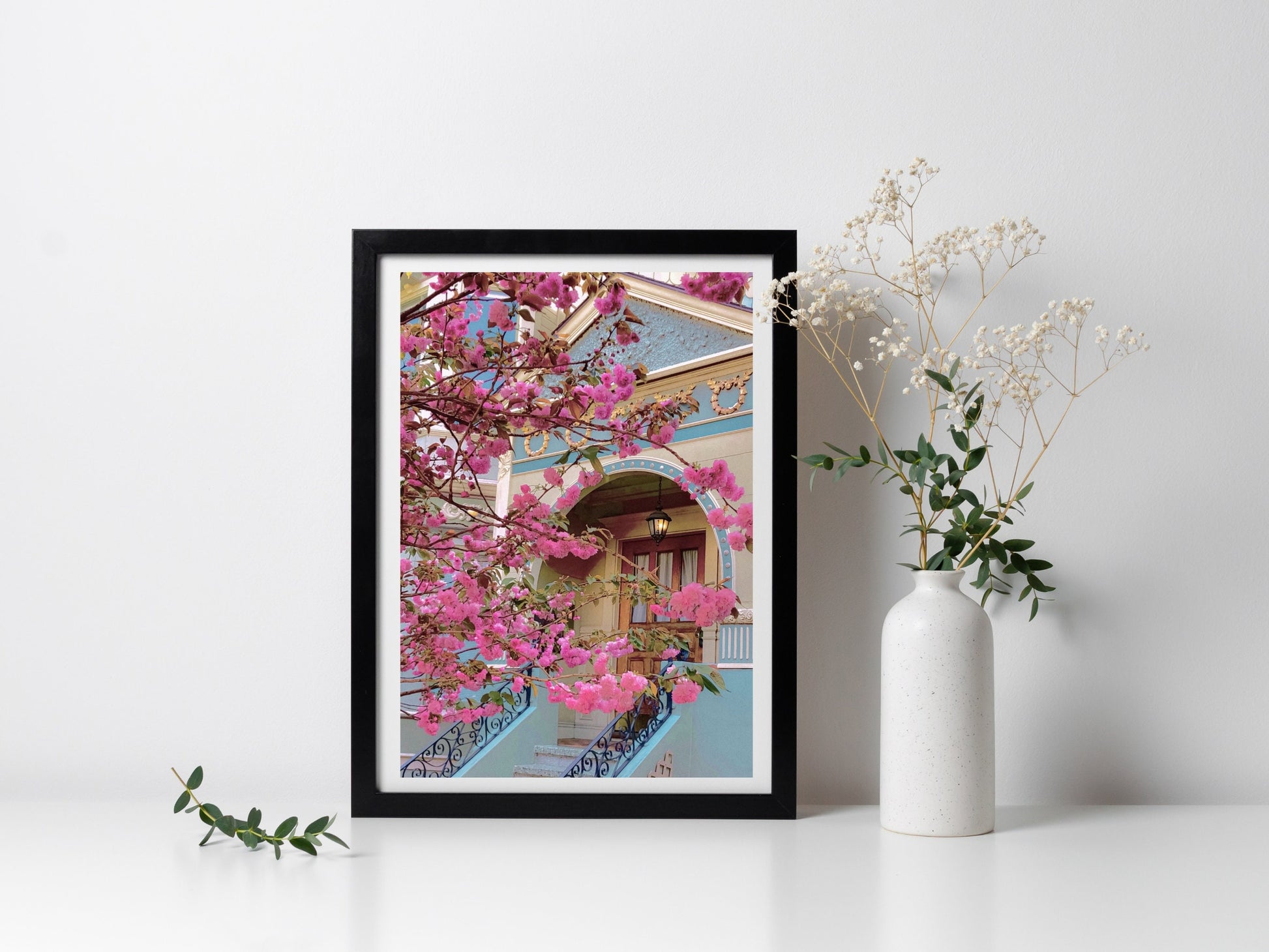 beautiful pink tree print tabebuia chrysotricha pink flowers blossom in spring fresh florals print neotropical tree background poster printable wall art poster, digital download