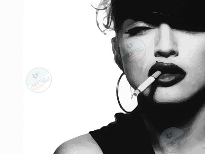 Madonna Smoking Poster Black and White Vintage Music Wall Art Digital Download