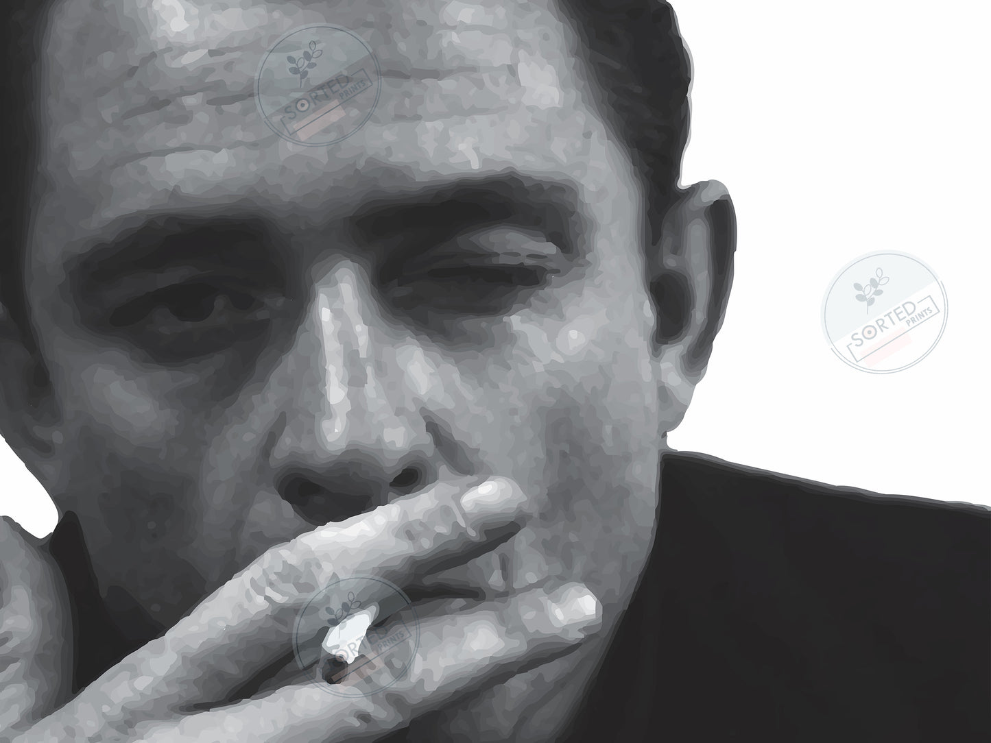 Johnny Cash Smoking Poster Black and White Vintage Music Wall Art Digital Download
