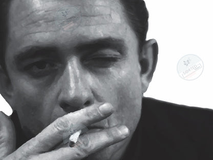 Johnny Cash Smoking Poster Black and White Vintage Music Wall Art Digital Download