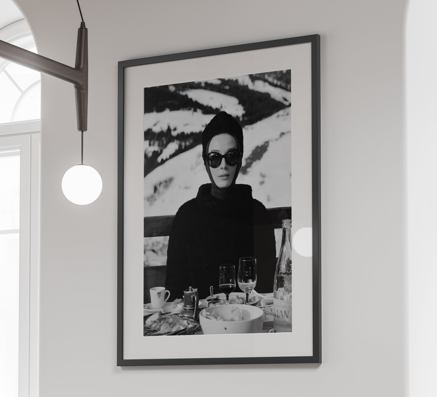 Audrey Hepburn Ski Poster, Black and White, Vintage Photography, Bar Cart Print, Ski Home Decor, Digital Download