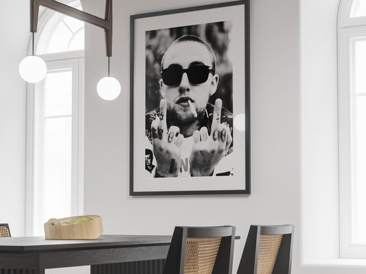Mac Miller Middle Finger Poster, Black and White Hip Hop Wall Art & Rap Decor, Digital Download