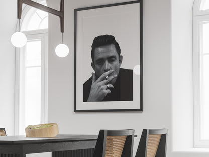 Johnny Cash Smoking Poster Black and White Vintage Music Wall Art Digital Download