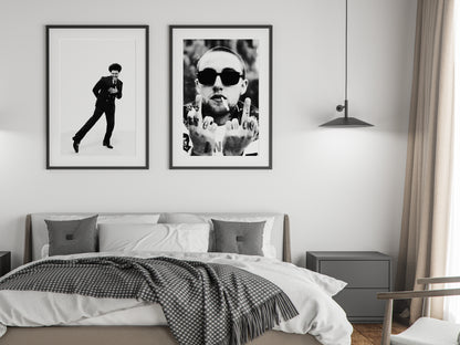Mac Miller Middle Finger Poster, Black and White Hip Hop Wall Art & Rap Decor, Digital Download