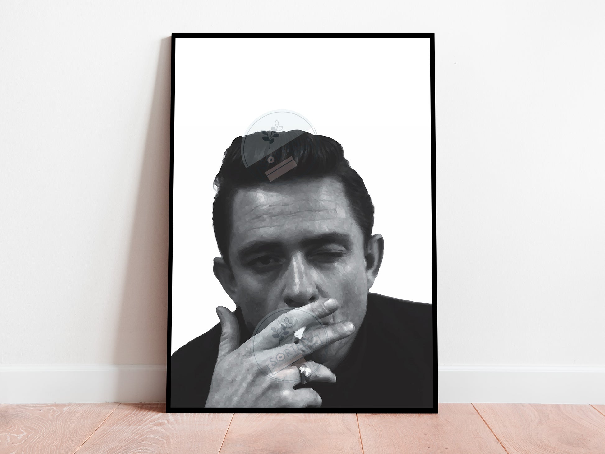 Johnny Cash Smoking Poster Black and White Vintage Music Wall Art Digital Download