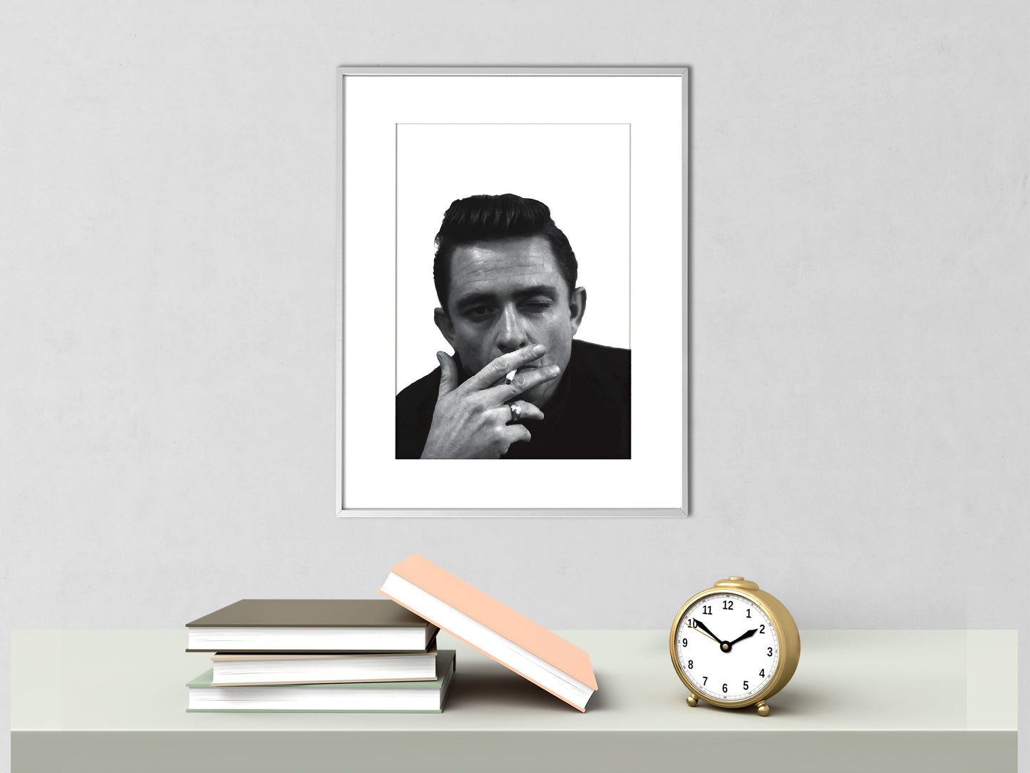 Johnny Cash Smoking Poster Black and White Vintage Music Wall Art Digital Download