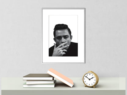 Johnny Cash Smoking Poster Black and White Vintage Music Wall Art Digital Download