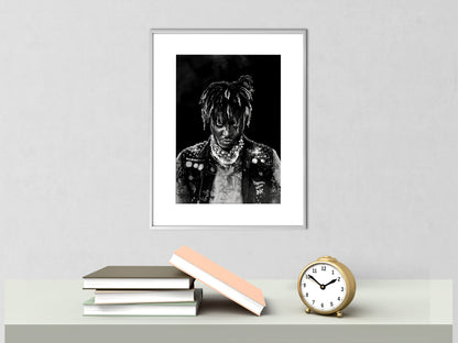 Juice World Legends Never Die Poster Black and White Music Wall Art Digital Download